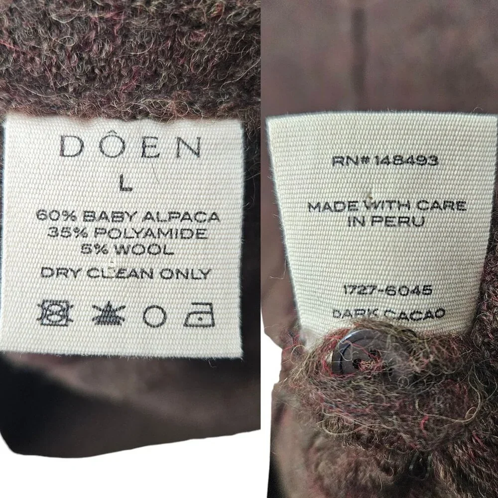 Doen Eileen Brown Alpaca Blend Button Front Cable Knit Cardigan in Dark Cacao - Picture 9 of 11